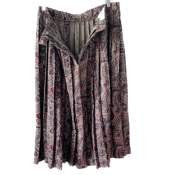 Vintage Paisley Floral Accordion Pleated Wool Blend Midi Skirt size medium M - Picture 5 of 8